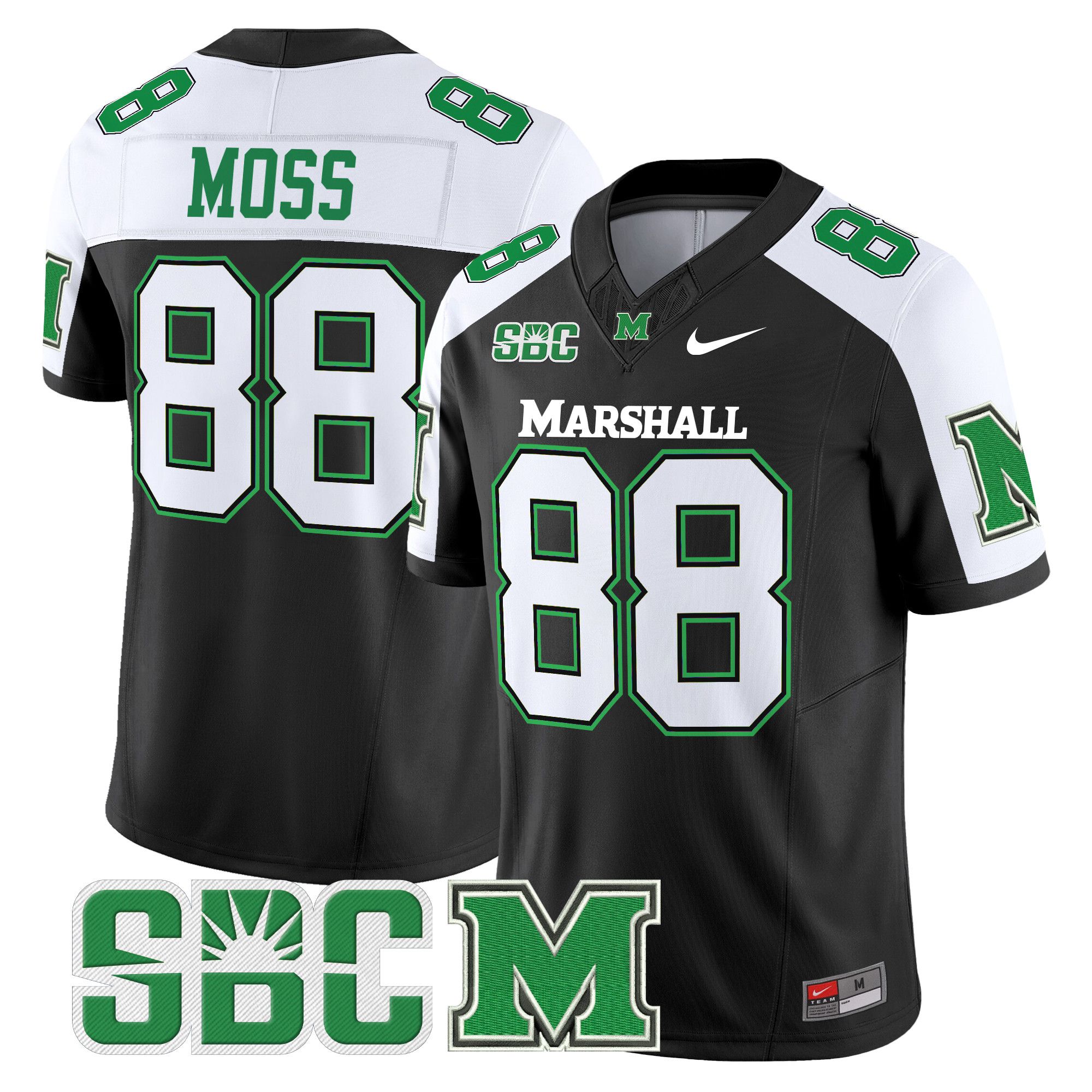 Men Marshall Thundering Herd #88 Moss Black Nike 2024 Vapor Limited NCAA Jersey